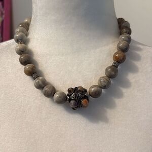 Elegant Gray Beaded Necklace